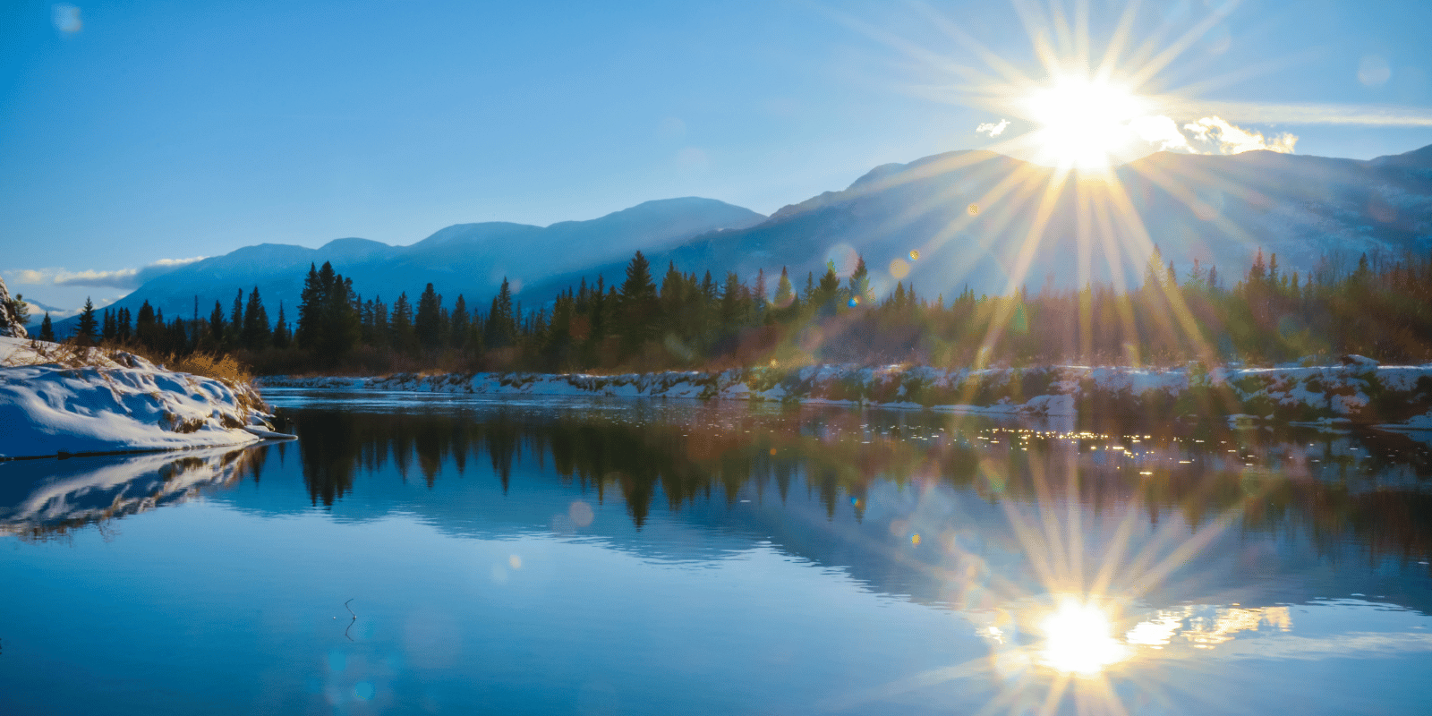 Winter river landscape representing cold water immersion